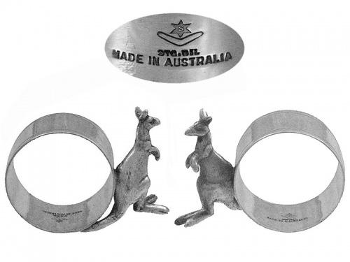 Pair Australian Silver Kangaroo Napkin Rings 1900